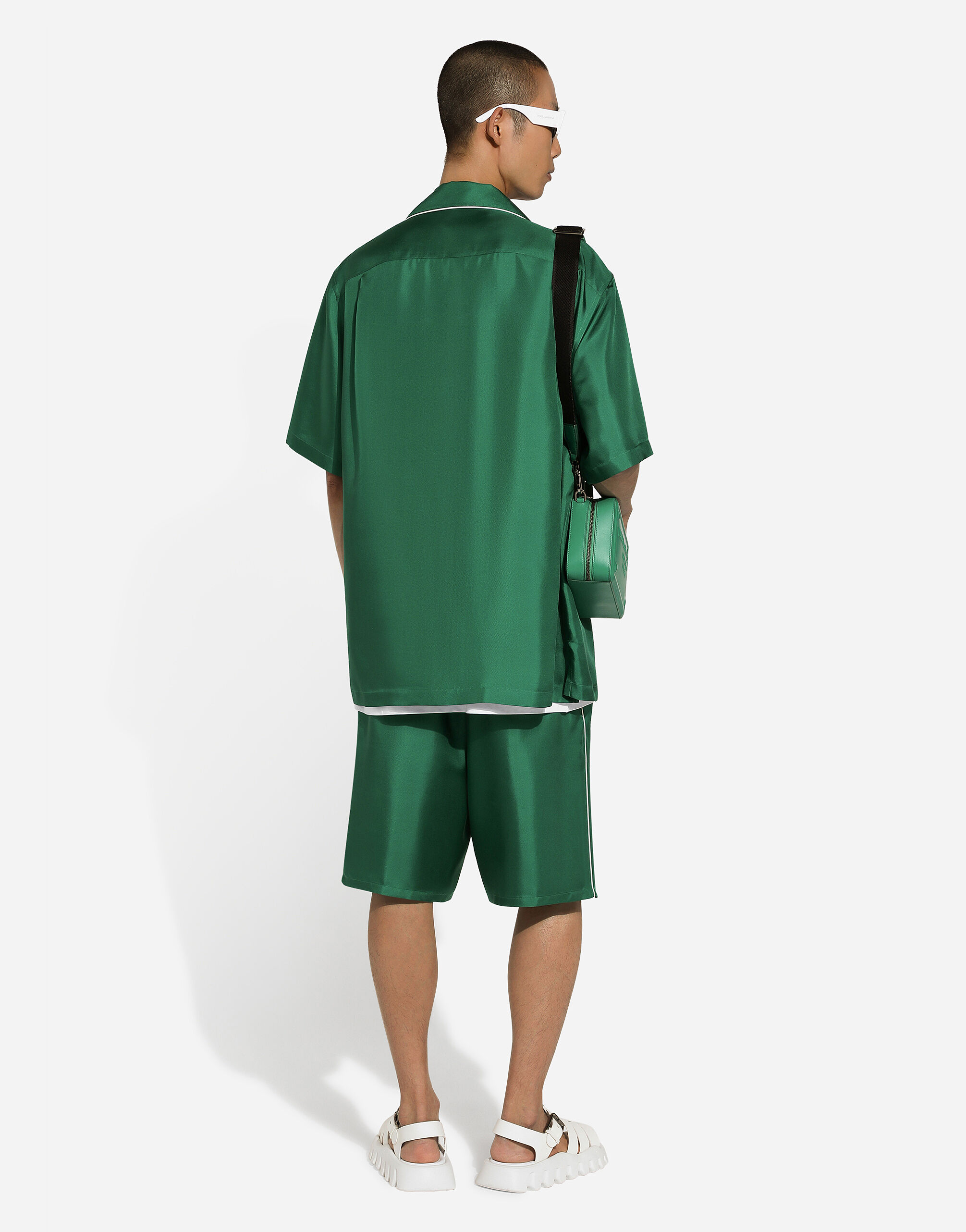 Embroidered silk jogging shorts - thumbnail 8