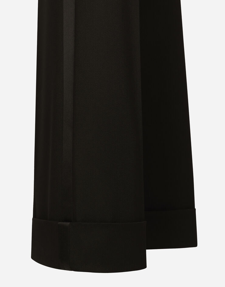 Dolce & Gabbana Ausgestellte Hose aus Wollgabardine Black FTC32TFU28J