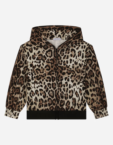 Dolce & Gabbana Leopard-print jersey hoodie with branded elastic Animal Print L5JW8GG7H7X