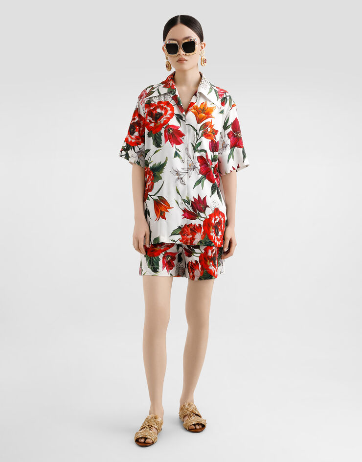 Dolce & Gabbana Flower-print charmeuse shirt Print F5N17TFSA7V