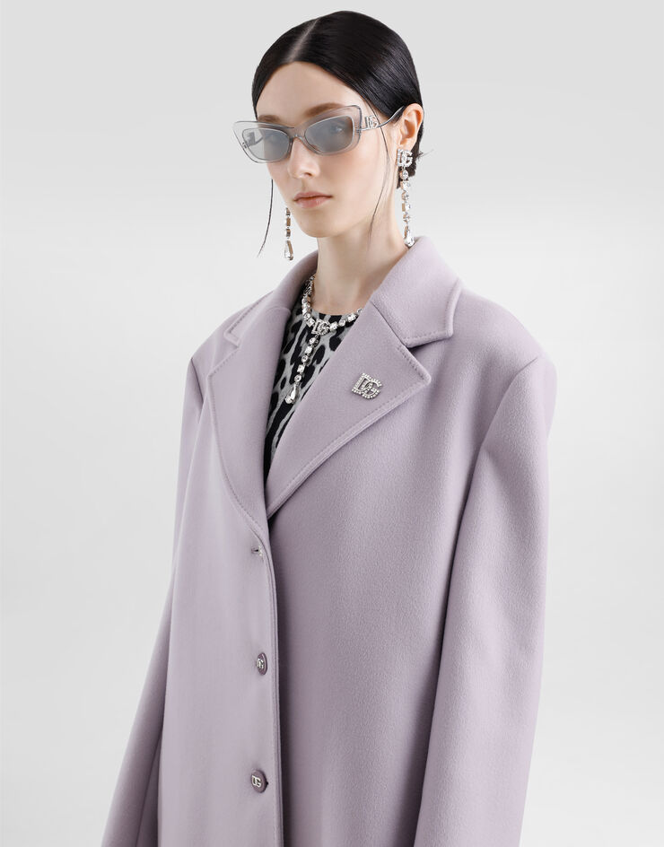 Dolce & Gabbana Manteau droit en drap de cachemire Lilas F0W2NTFU292