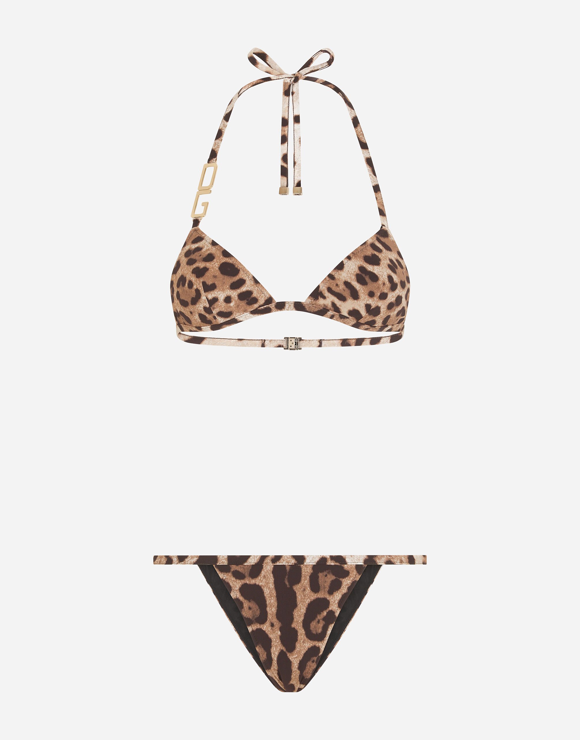 Dolce & Gabbana Leopard-print triangle bikini Black O9B45JFUGA2