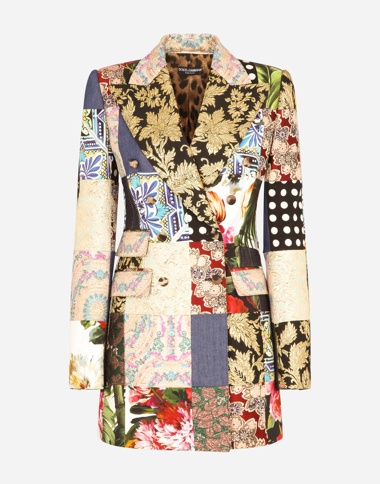 Dolce & Gabbana Double-breasted patchwork jacquard blazer AZUL F29JFTGDX77