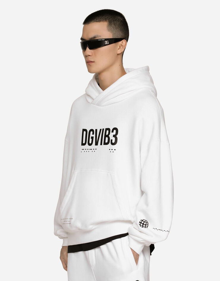 Dolce & Gabbana Jersey hoodie with DGVIB3 print White G9AKPTG7K3G