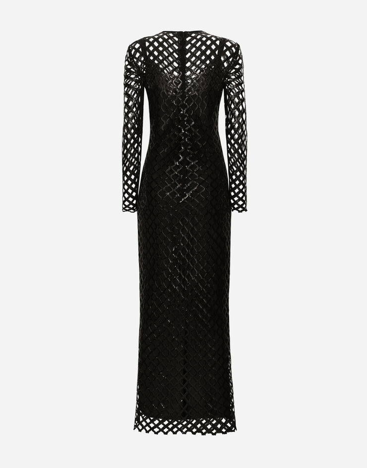 Dolce & Gabbana Long sequined mesh dress Black F6DFDTFLSIO