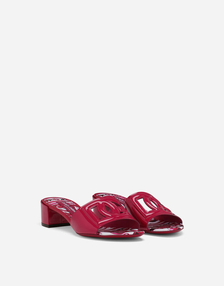 Dolce&Gabbana 컷아웃 디테일 페이턴트 가죽 DG 뮬 푸시아 핑크 CR1139AN853