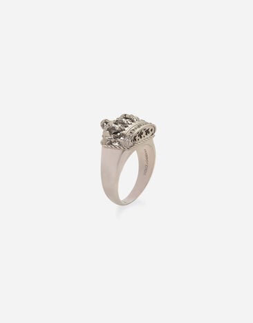 Dolce & Gabbana Royal Ring aus 18 Karat Weißgold und schwarzen Diamanten Weissgold WRLK2GWWH01