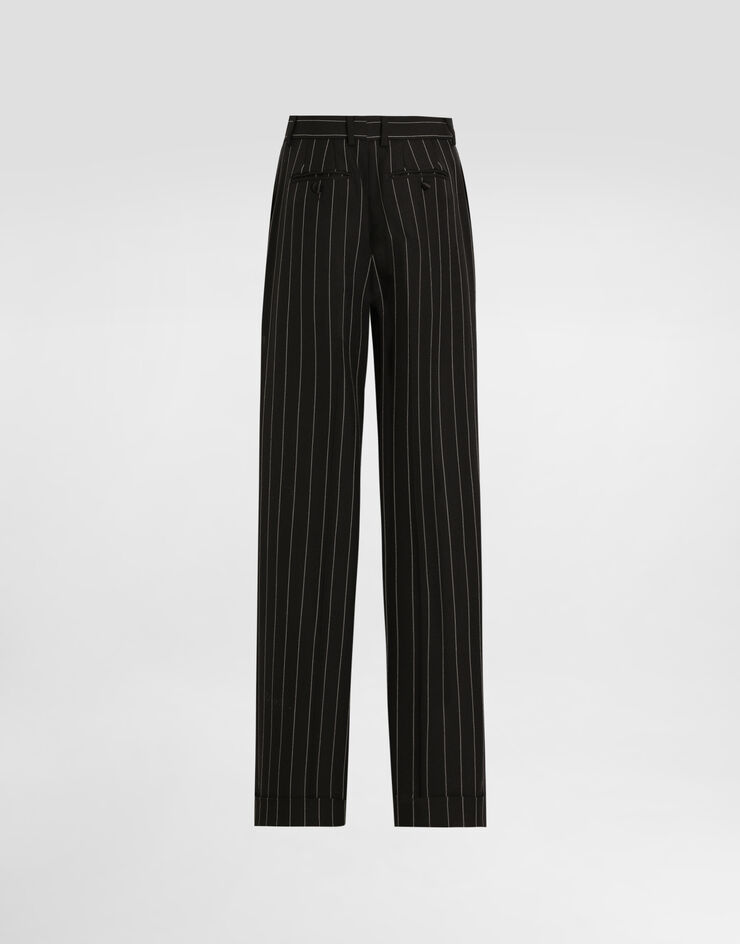 Dolce & Gabbana Straight-leg pinstripe wool pants with turn-ups Multicolor FTDBVTFR22M