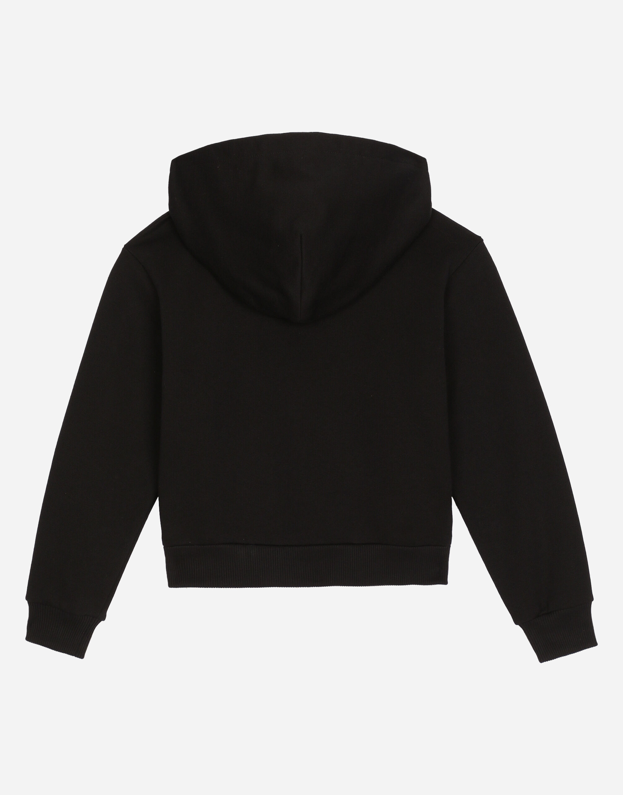 Jersey hoodie with DG logo in Black for Girls Dolce Gabbana