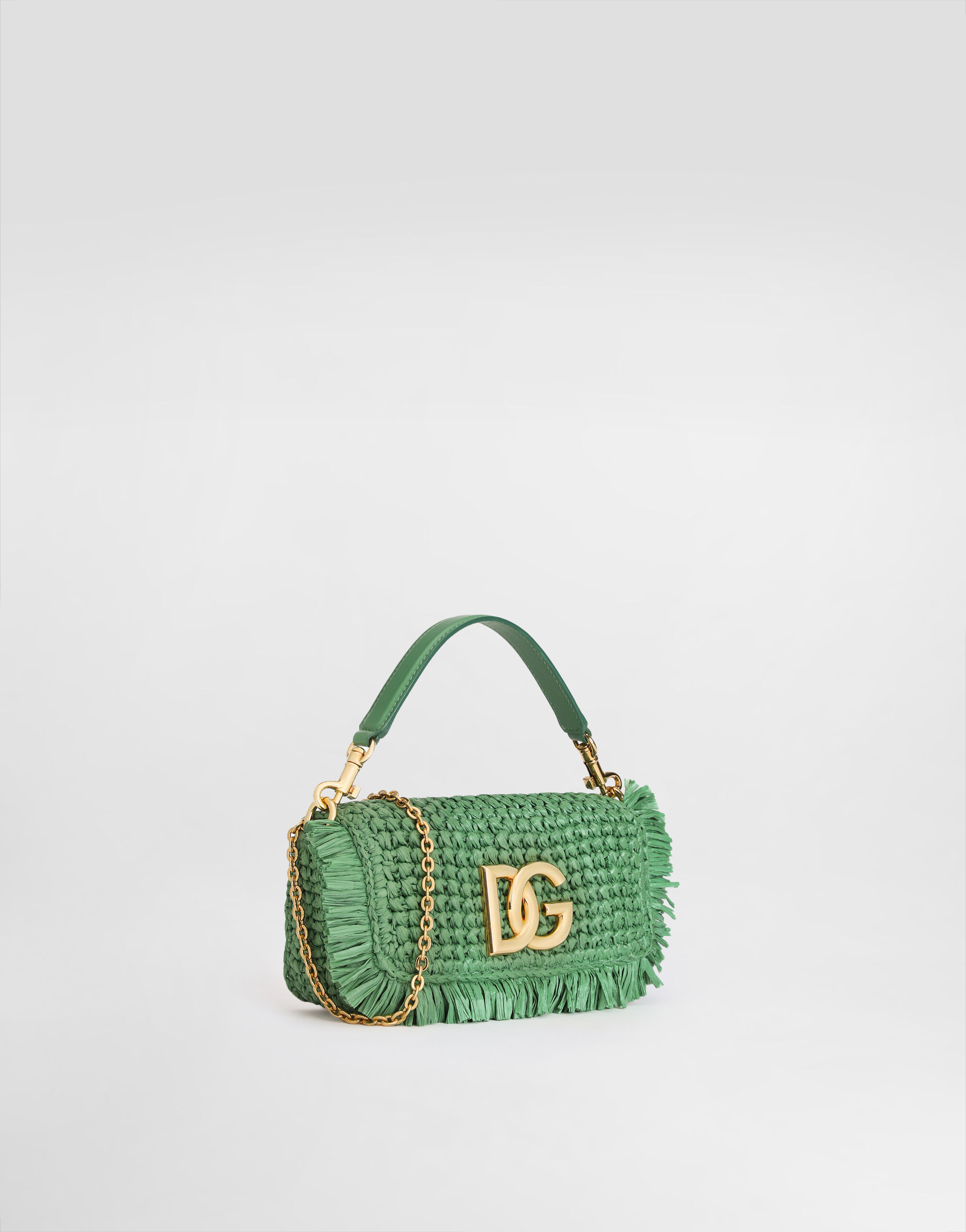 3.5 shoulder bag in raffia in Green for Women | Dolce&Gabbana® US
