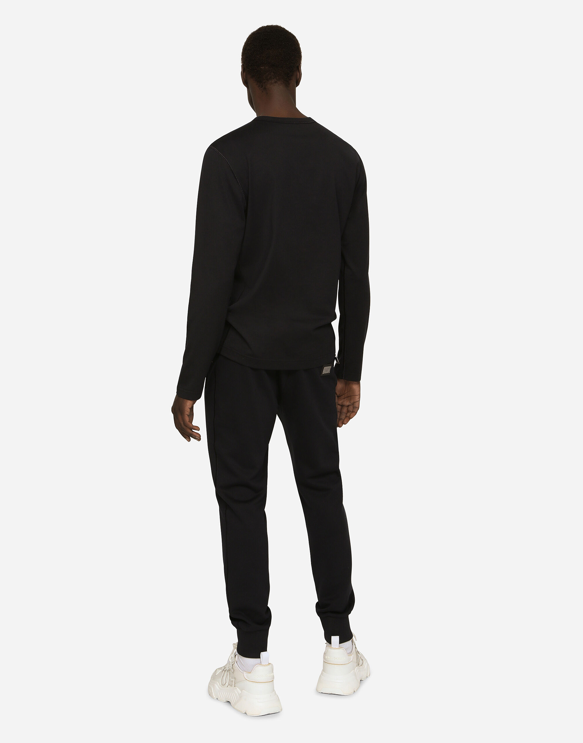 Jersey jogging pants with branded tag - thumbnail 9
