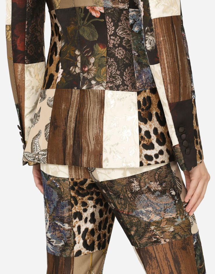 Dolce & Gabbana Double-breasted patchwork jacquard blazer Dolce & Gabbana Double-breasted patchwork jacquard blazer BLUE F29DPTGDY92