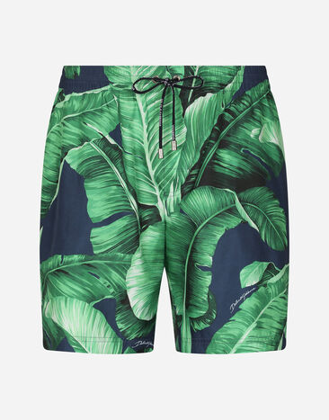 Dolce & Gabbana Mid-rise swim trunks with banana tree print Print M4A13TFIM4R