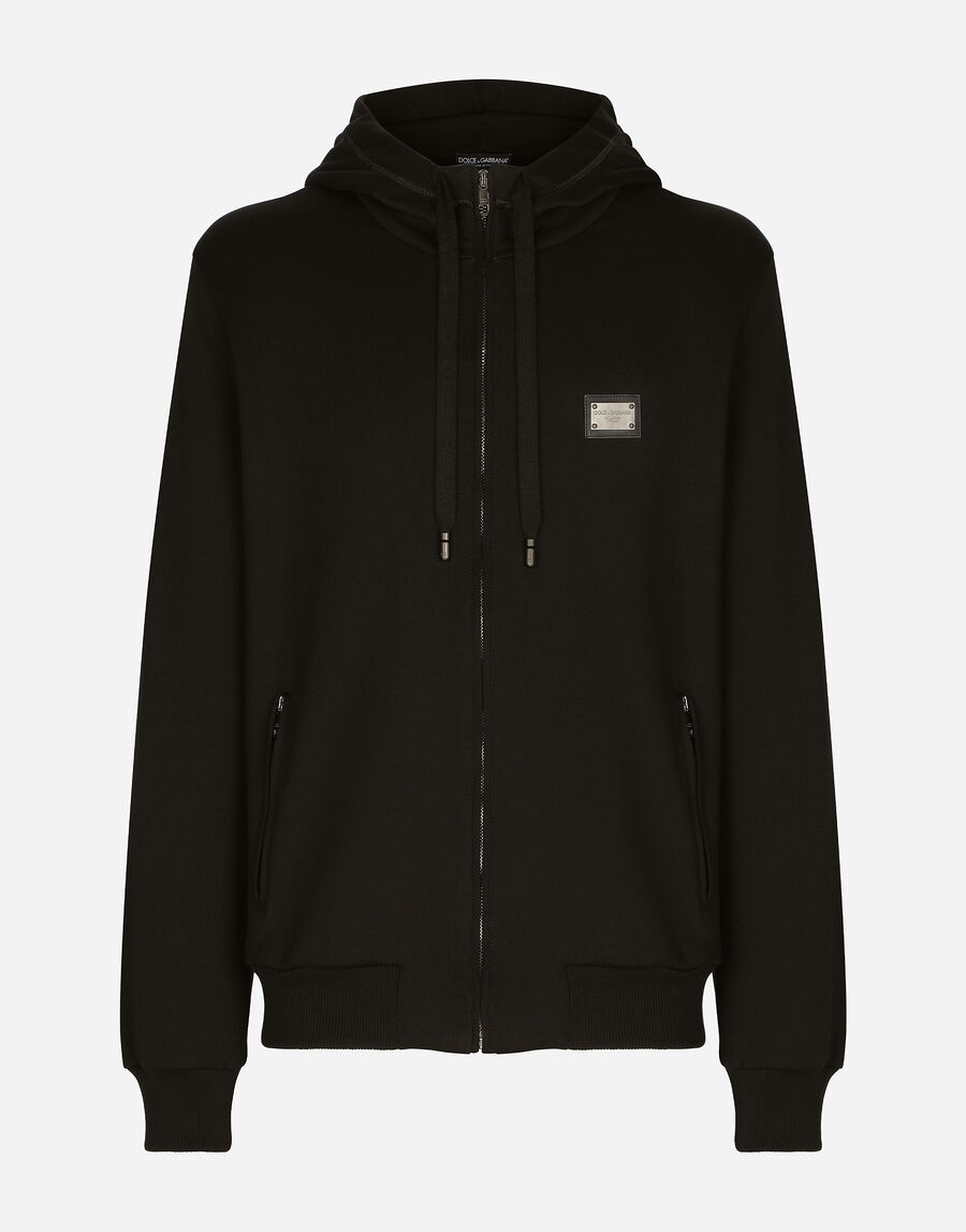 Jersey zip-up hoodie