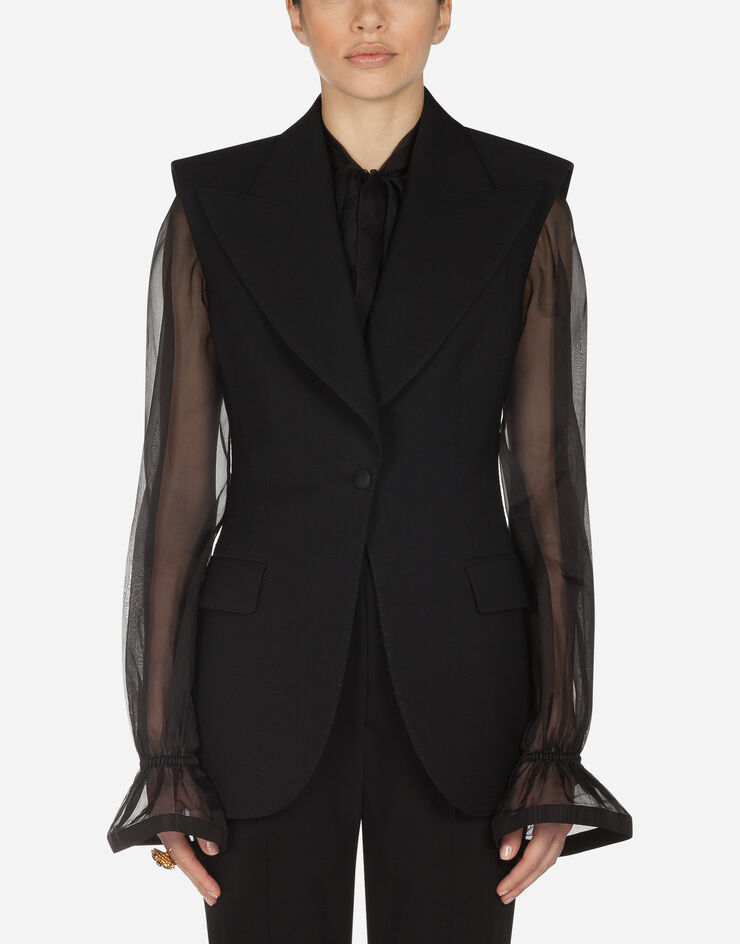 Dolce & Gabbana Single-breasted gilet jacket in technical gabardine fabric NERO F29EOTFUCEG