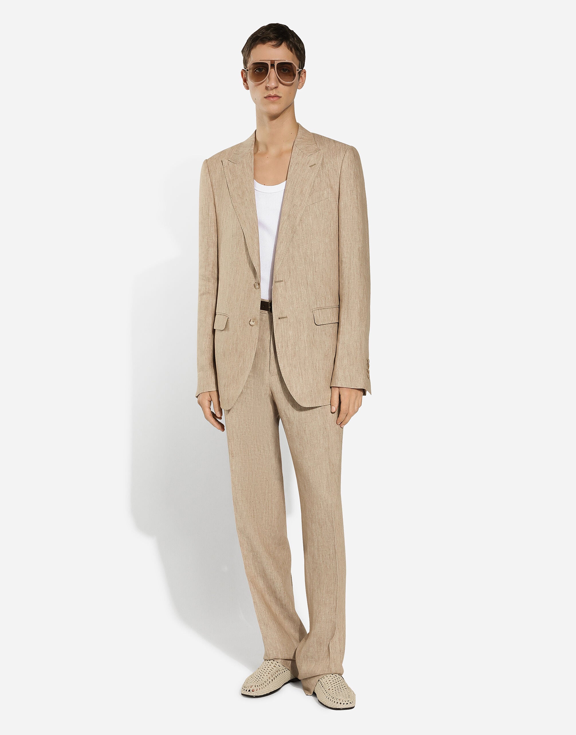 Single-breasted linen Taormina jacket - thumbnail 5