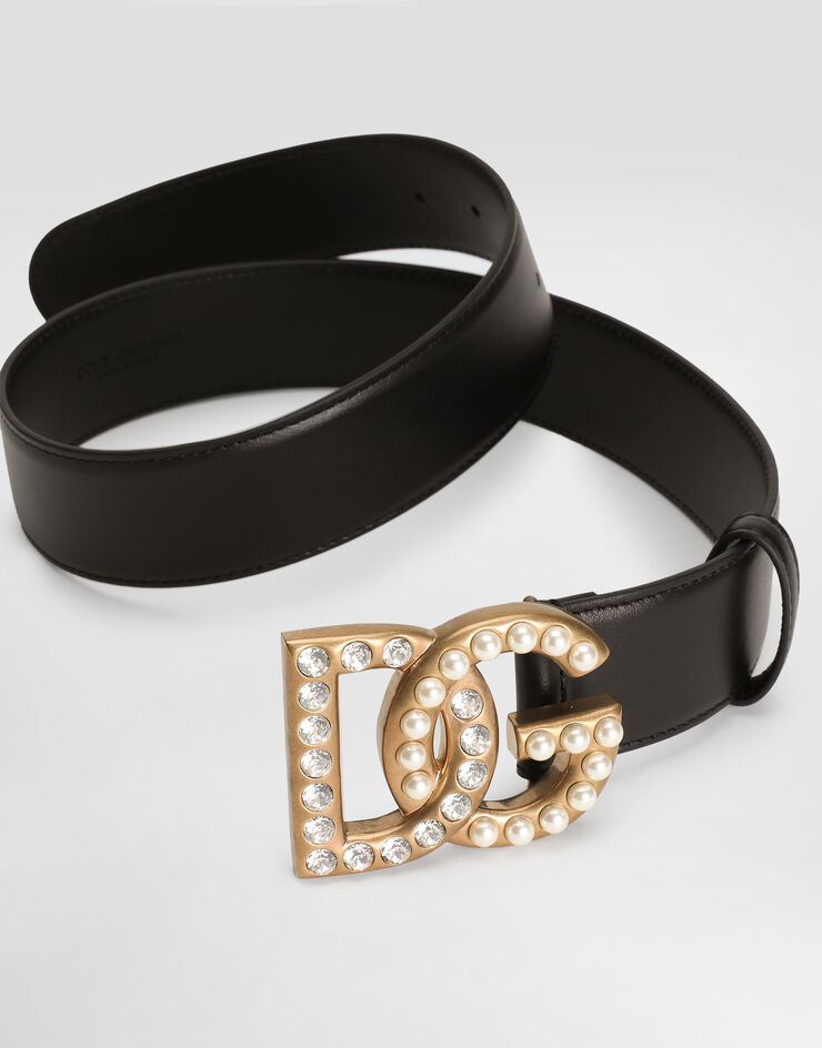 Dolce & Gabbana Gürtel aus Kalbsleder mit DG-Schmucklogo Mehrfarbig BE1446AQ339