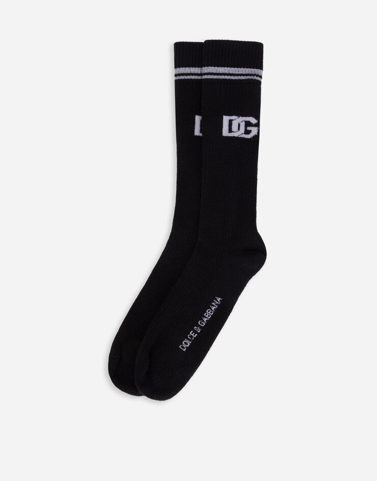 Dolce & Gabbana Stretch cotton socks with jacquard DG logo Multicolor GXI30TJACLT