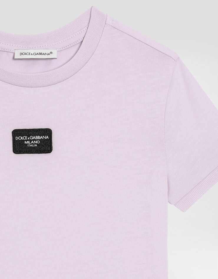 Dolce & Gabbana Jersey T-shirt with logo tag Lilac L5JTMOG7NYU