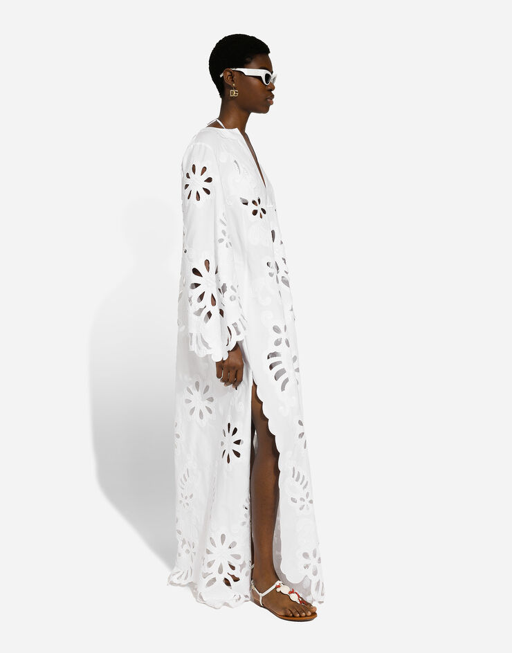 Dolce & Gabbana Long cotton caftan with cut-out detailing White F6JIEZGDCJ3