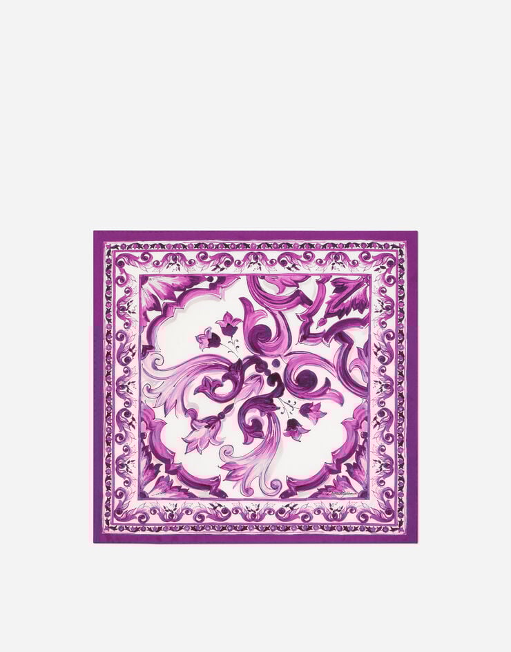 Dolce & Gabbana Majolica-print 50x50 silk twill foulard Multicolor FN093RGDAOY