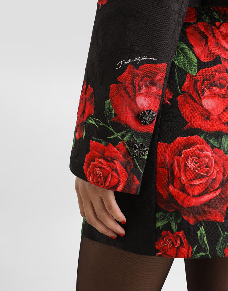 Dolce & Gabbana Rose-print brocade jacket with jewel buttons Dolce & Gabbana Rose-print brocade jacket with jewel buttons Multicolor F27JNZFSTB4