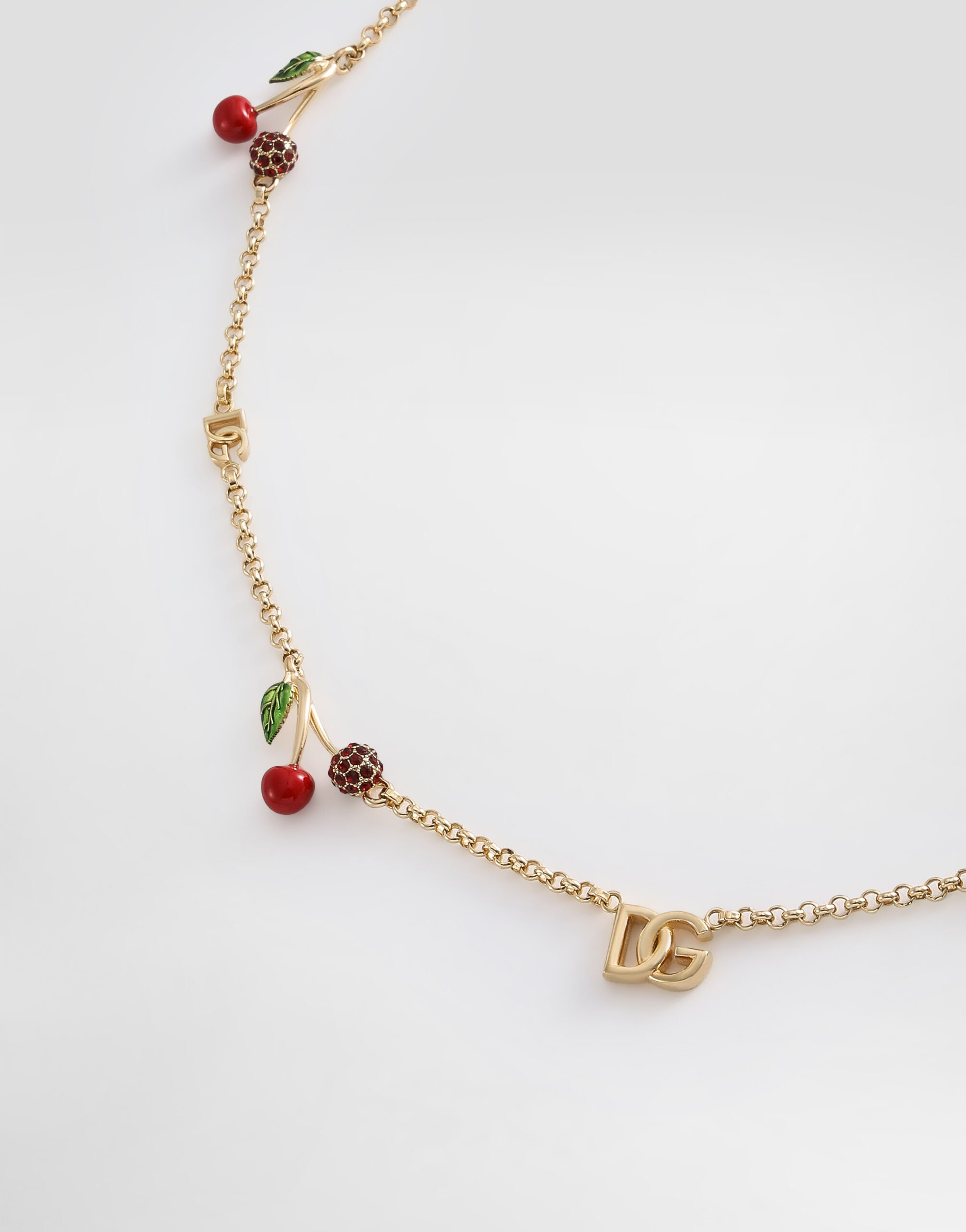 Necklace with DG logo and cherry charms in Gold for Women