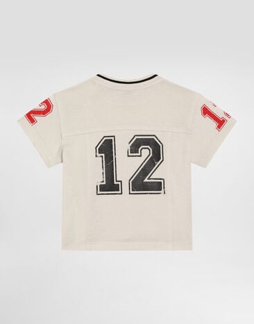 Dolce & Gabbana Jersey t-shirt with print Beige L1JTJZG7PUG