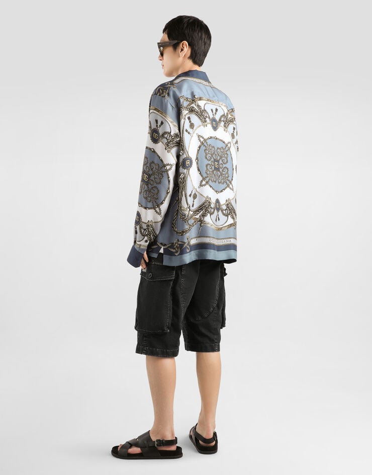 Dolce & Gabbana Cargo-print silk twill shirt Multicolor G5IF1THI12B