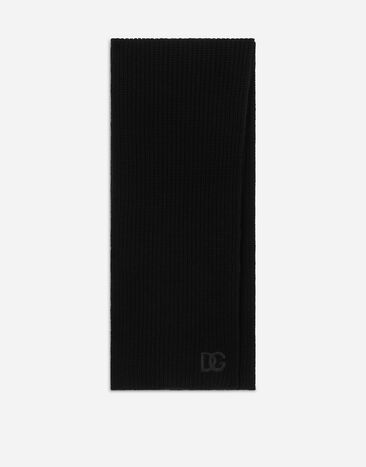 Dolce & Gabbana Ribbed cashmere scarf with DG logo Multicolor GQ260EG0WUE