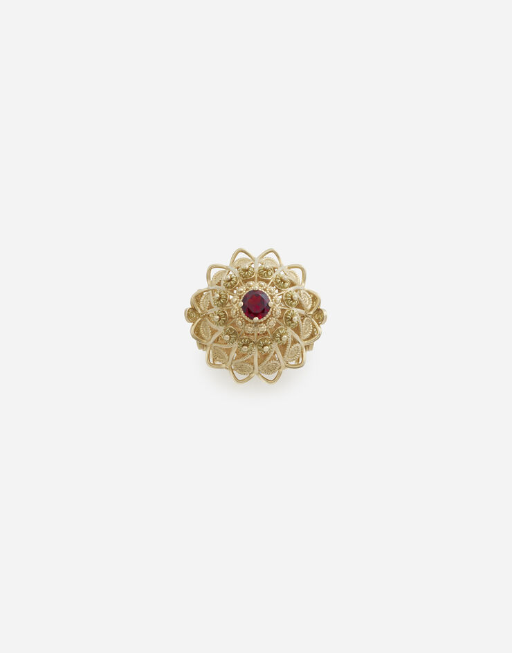 Dolce & Gabbana Bague Pizzo en or jaune avec grenat rhodolite Doré WRJP1GWROD1