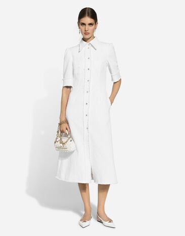 Dolce & Gabbana 크로셰 라피아 소재의 MINI Sicily 핸드백 화이트 BB7116AY208