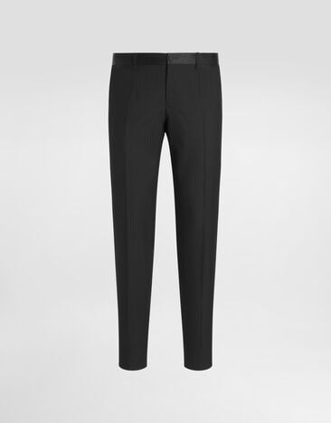 Dolce & Gabbana Striped wool jacquard trousers Black GYA5MTFR225