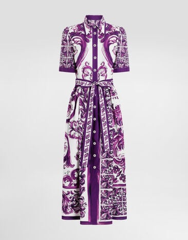 Dolce & Gabbana Majolica-print poplin shirt dress Multicolor F6JFNTFI5JP