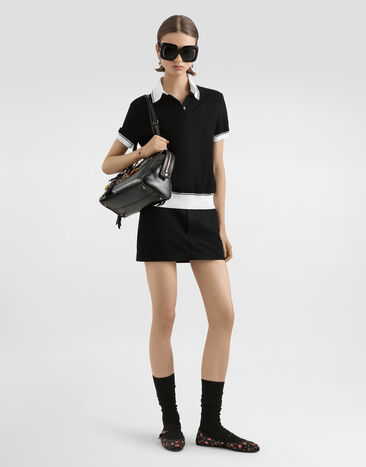 Dolce & Gabbana قميص بولو بيكيه بتطريز Black F8V33ZGDDMH