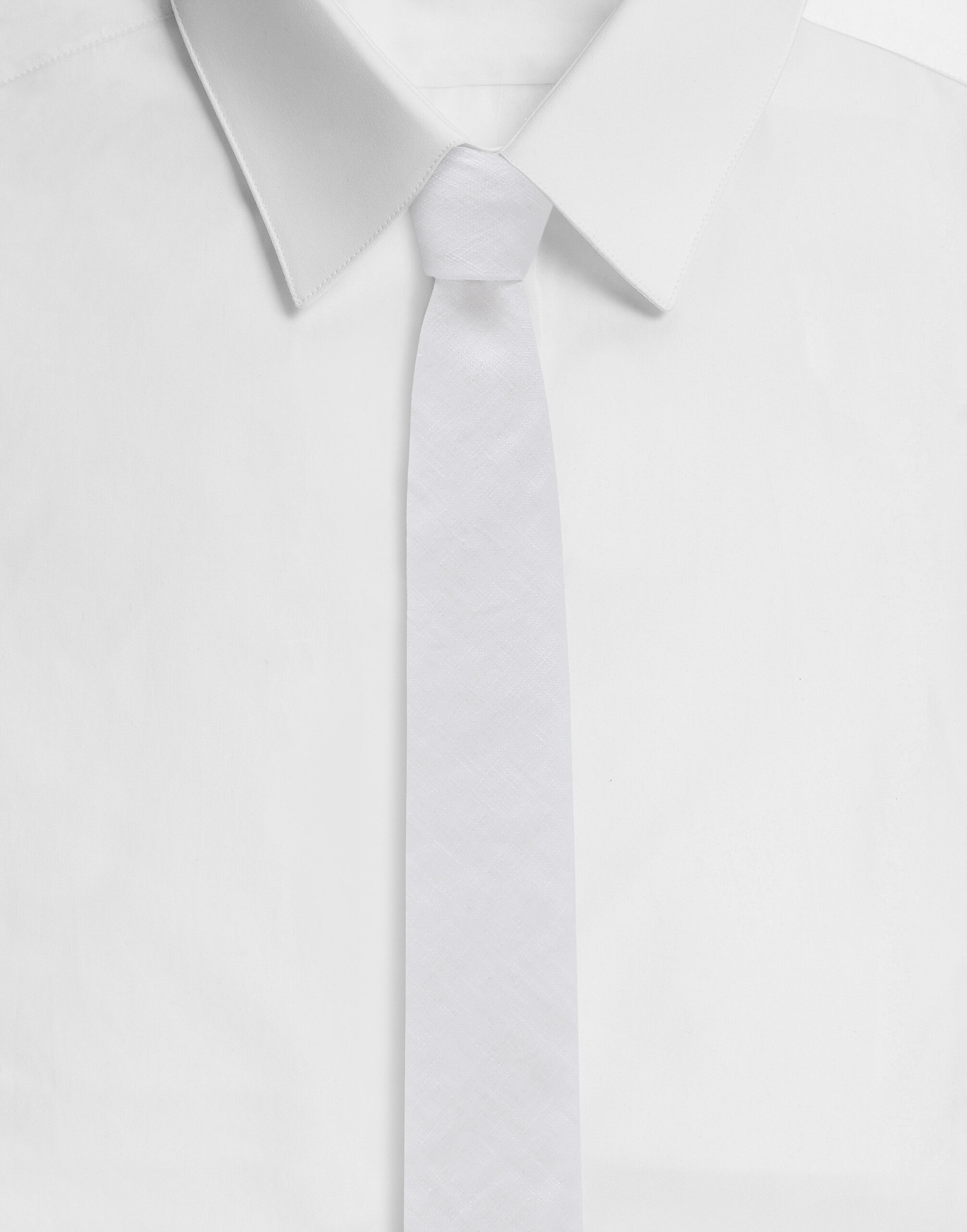 Dolce & Gabbana Krawatte aus Leinen DG-Logo Weiss GT147EG0UBU