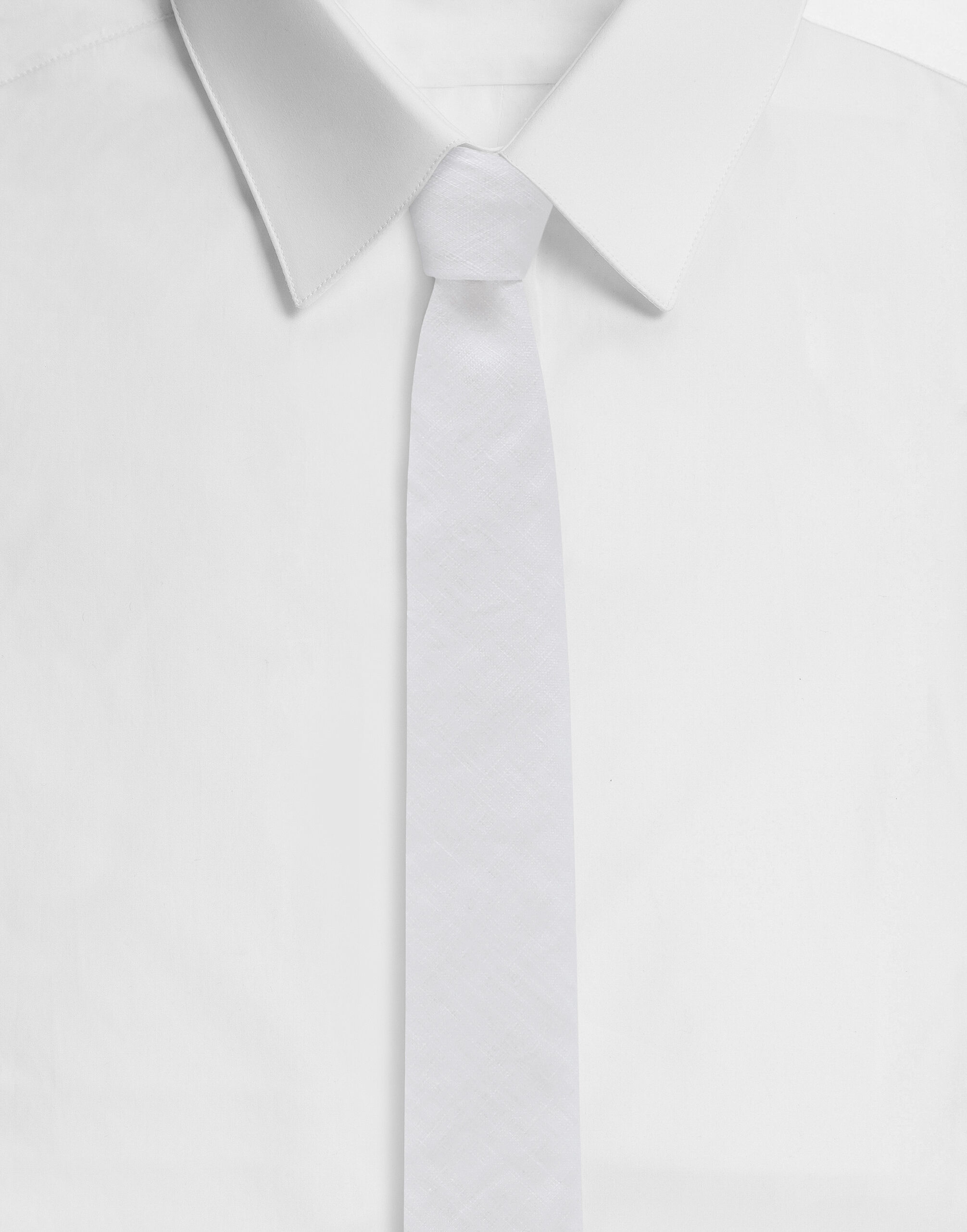 Dolce & Gabbana Corbata de lino con logotipo DG Blanco GT147EG0UBU