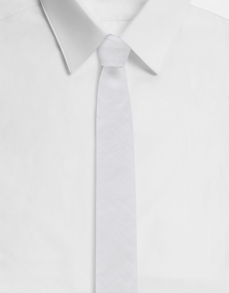 Dolce & Gabbana Linen tie with DG logo White GT149EFU4LG