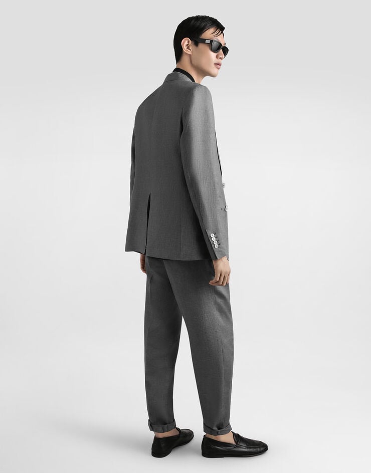 Dolce & Gabbana Sicilia single-breasted jacket in washed linen Grey G2QS6TFU4MF