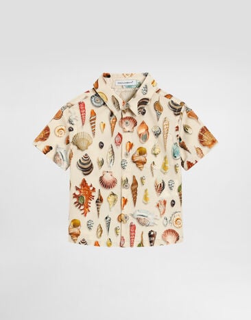 Dolce & Gabbana Shell-print short-sleeved poplin shirt Multicolor L14S53HS5TT
