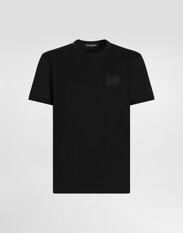 Dolce & Gabbana تي شيرت من قطن برقعة Black G8PV1ZG7P3N