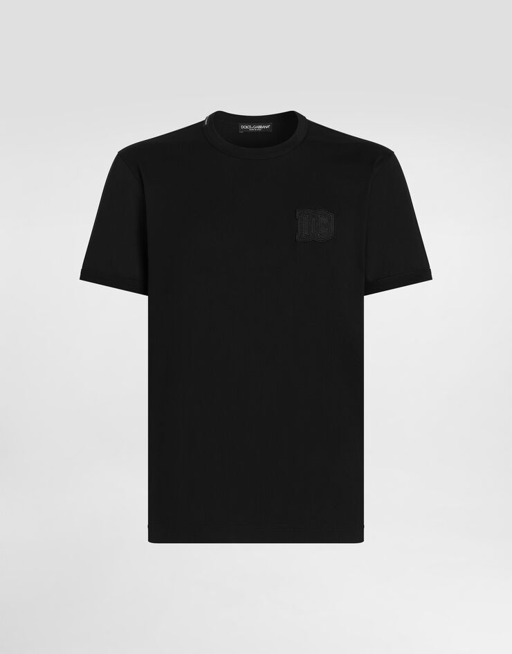 Dolce & Gabbana Camiseta en algodón con parche Black G8PV1ZG7P3N