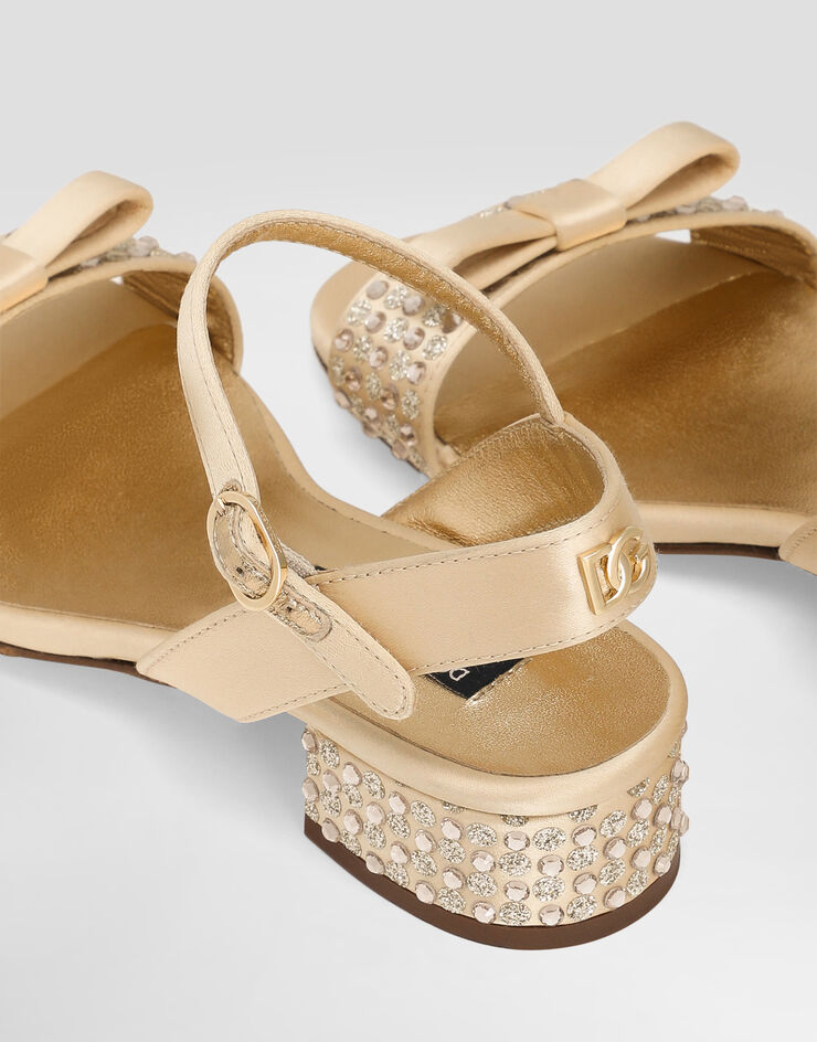 Dolce & Gabbana Satin sandals with glittery polka-dots and rhinestones Gold D11305A4772