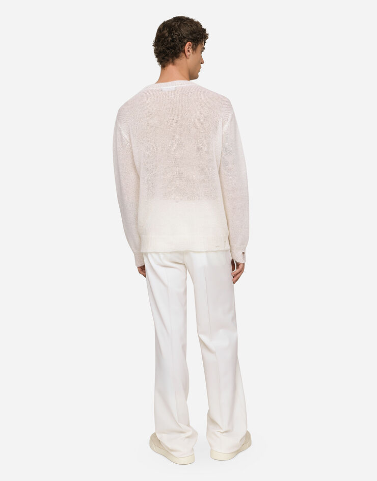 Dolce&Gabbana Stretch wool twill pants with straight leg White GYZMHTGH054