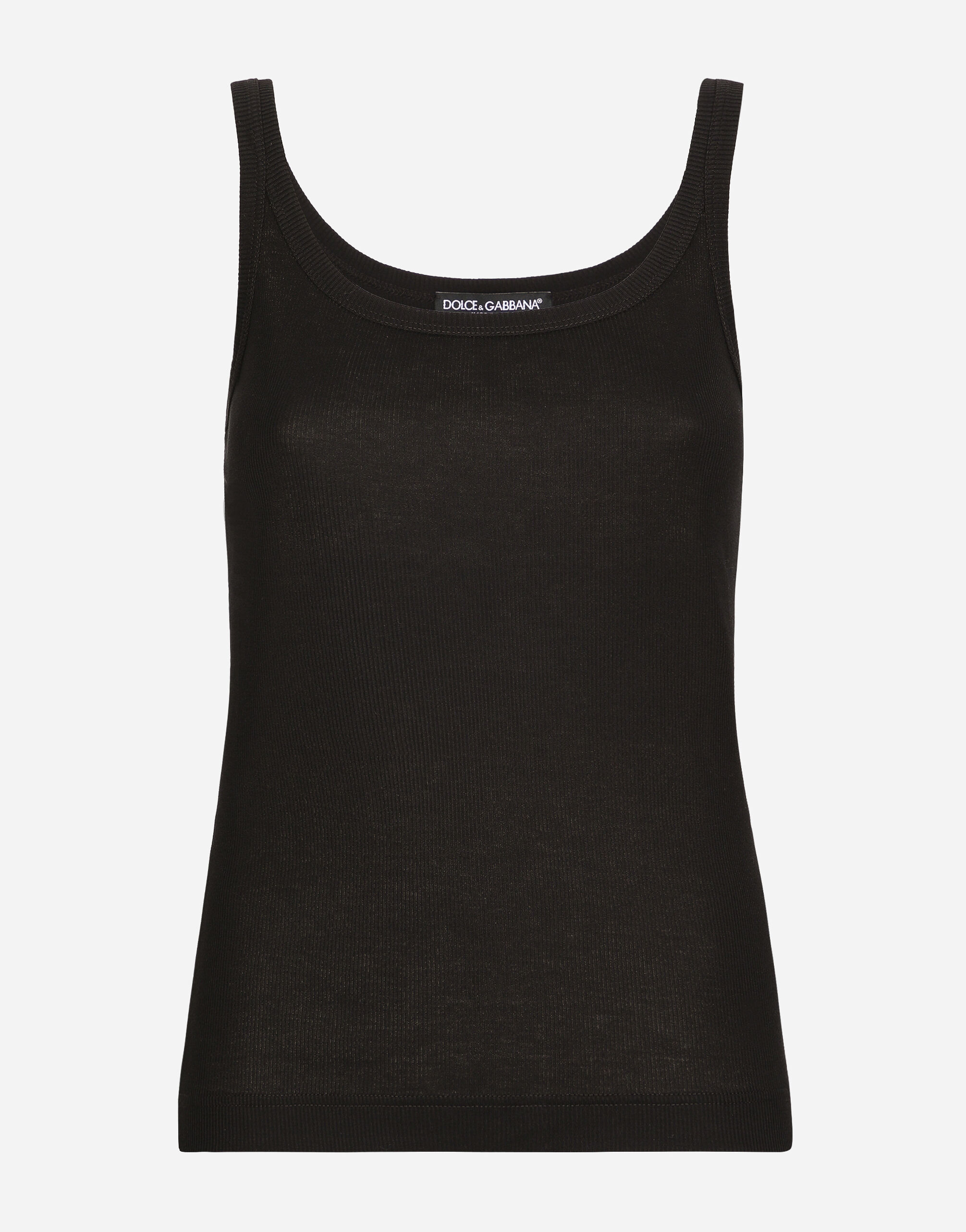 Dolce & Gabbana Fine-rib tank top Black F9R50ZGDB6B