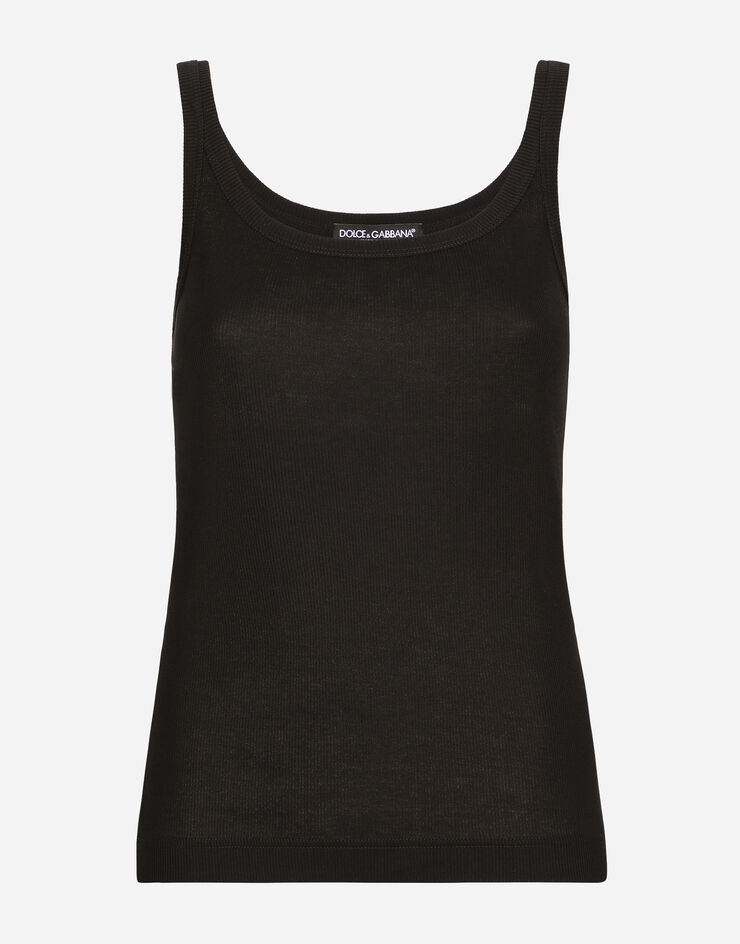 Dolce & Gabbana 파인 립 탱크탑 블랙 F8U09TFU7AV