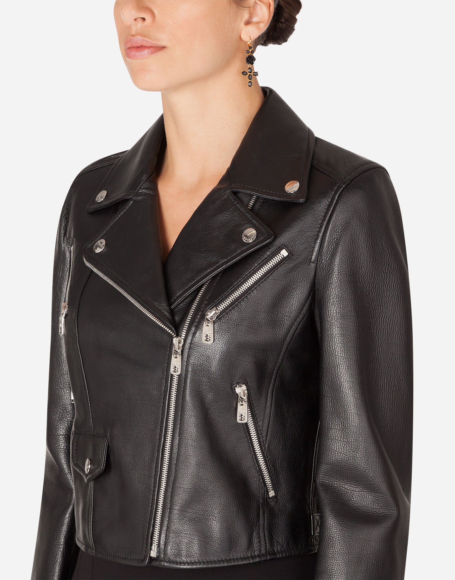 ジャケット DOLCE  GABBANA Women Jackets FTAM2TFRBDKS8051 Black Leather biker jacket in Black for Women | Dolce&Gabbana® US
