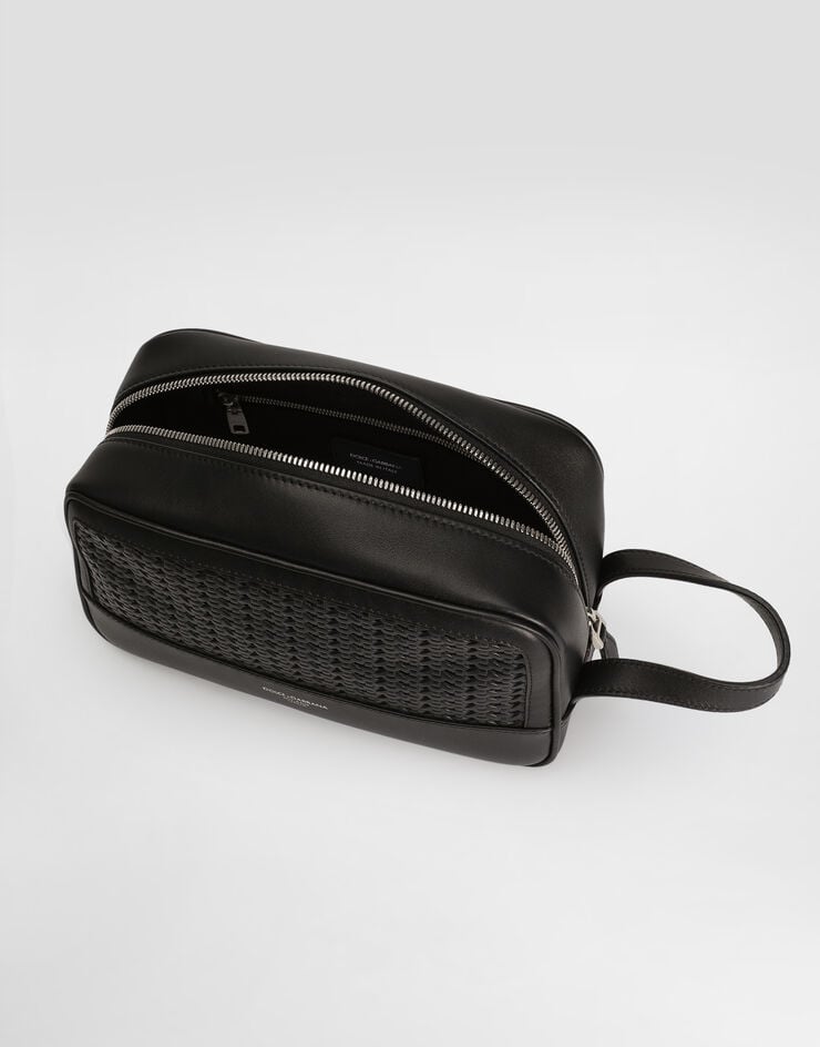 Dolce & Gabbana Woven plongé calfskin necessaire Black BT3310AN419