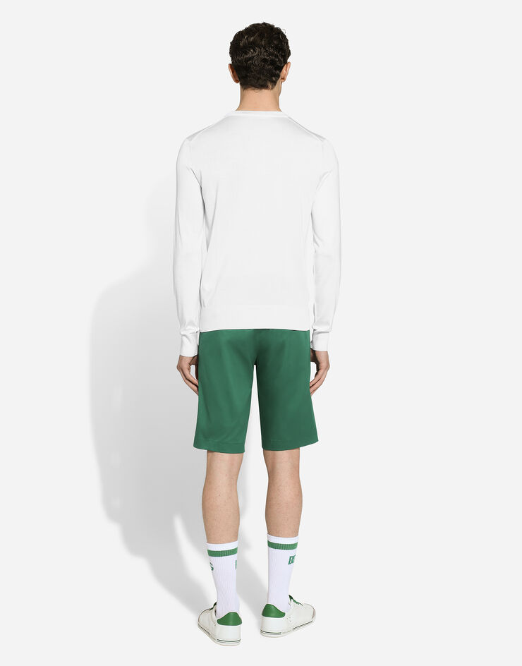 Dolce & Gabbana Dolce&Gabbana 徽标真丝圆领针织衫 白 GXX02ZJBSJS