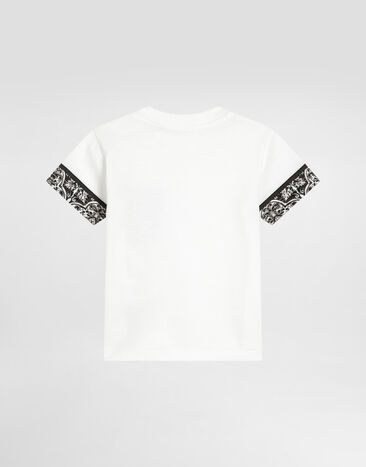 Dolce & Gabbana Camiseta de manga corta de punto con estampado de mayólica Multicolor L1JTITG7O9G